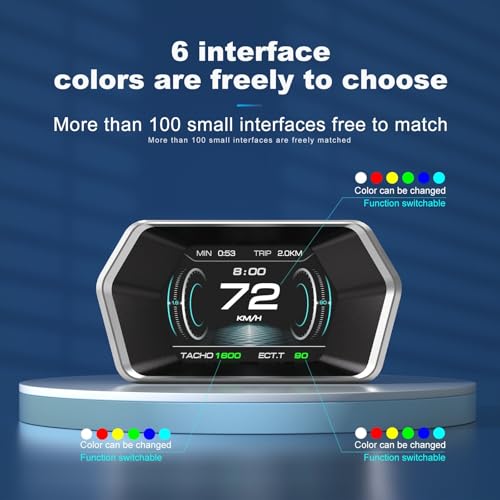 YAOUZICN P17 HUD Head-Up Display - Dual Mode OBD2 GPS Car Speedometer with Auto-Dimming, Real-Time MPH RPM Fuel Voltage Temperature - Universal obd2 Gauge for All Vehicles 2009+ - Image 2
