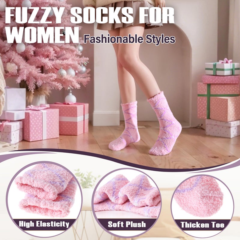 ANTSANG Womens Fuzzy Socks Fluffy Slipper Cozy Cabin Winter Soft Fleece Warm Comfy Thick Christmas Gift Valentines Socks (Mix Color Purple Pink) - Image 2