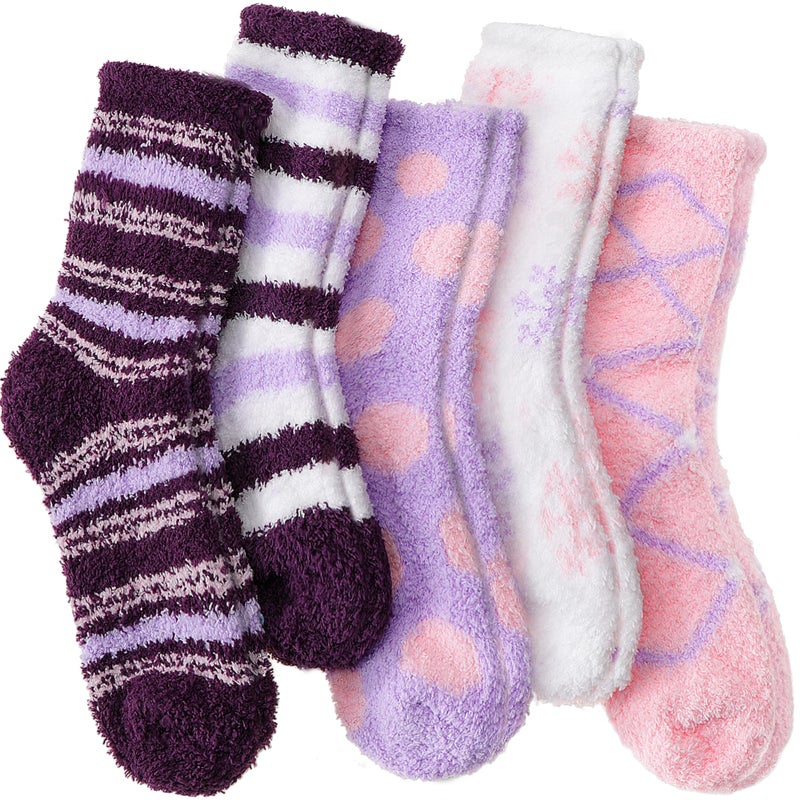 ANTSANG Womens Fuzzy Socks Fluffy Slipper Cozy Cabin Winter Soft Fleece Warm Comfy Thick Christmas Gift Valentines Socks (Mix Color Purple Pink) - Image 1