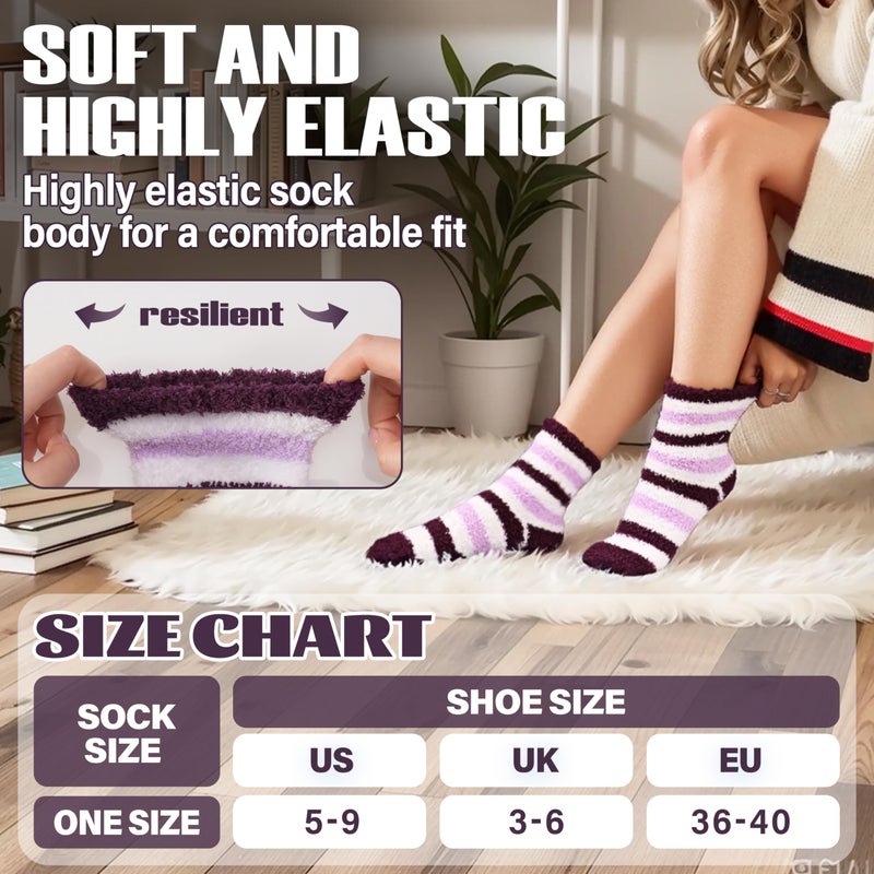 ANTSANG Womens Fuzzy Socks Fluffy Slipper Cozy Cabin Winter Soft Fleece Warm Comfy Thick Christmas Gift Valentines Socks (Mix Color Purple Pink) - Image 5