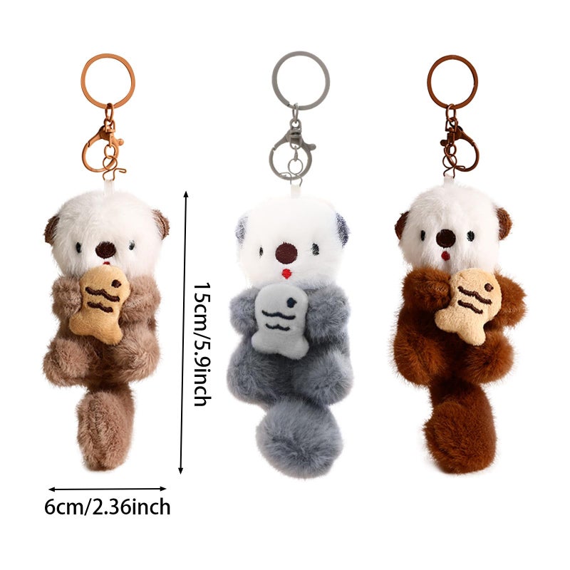 Tizee Plush Keychain Otter Charm for Women Teens & Animal Lovers | for Handbags Purses Backpacks & Car Keys | Birthday Gift (Brown) - Image 5