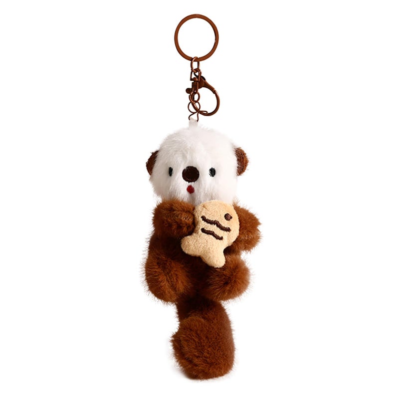 Tizee Plush Keychain Otter Charm for Women Teens & Animal Lovers | for Handbags Purses Backpacks & Car Keys | Birthday Gift (Brown) - Image 1
