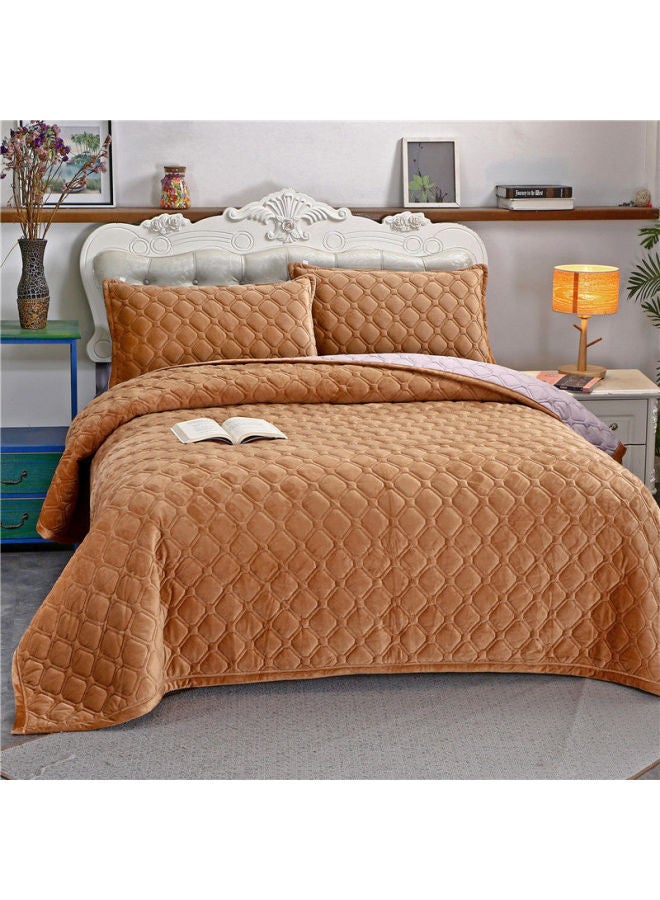 Winter Crystal Velvet Bed Sheet Blanket Thickened Non-slip Warm Coral Velvet Blanket Single Double Plus Velvet Blanket-Color:Crystal Velvet Warm Anti-slip Blanket-khaki ☢-Specifications:230* 230cm ☢ - Image 1