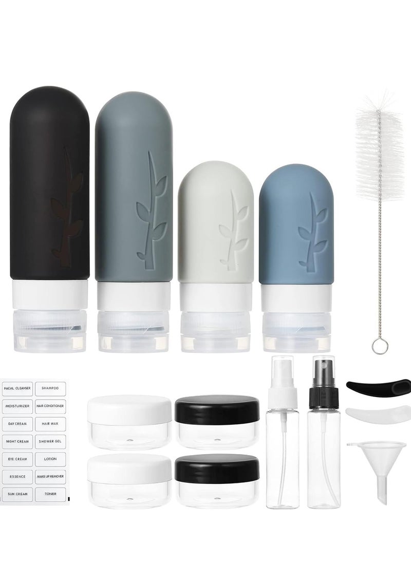 Yoawllty - Travel Bottles 16 Packs for Toiletries, Tsa Approved Silicone Travel Containers for Toiletries, Leak Proof Refillable Liquid 3oz 2oz Travel essentials (Dark) - Image 1