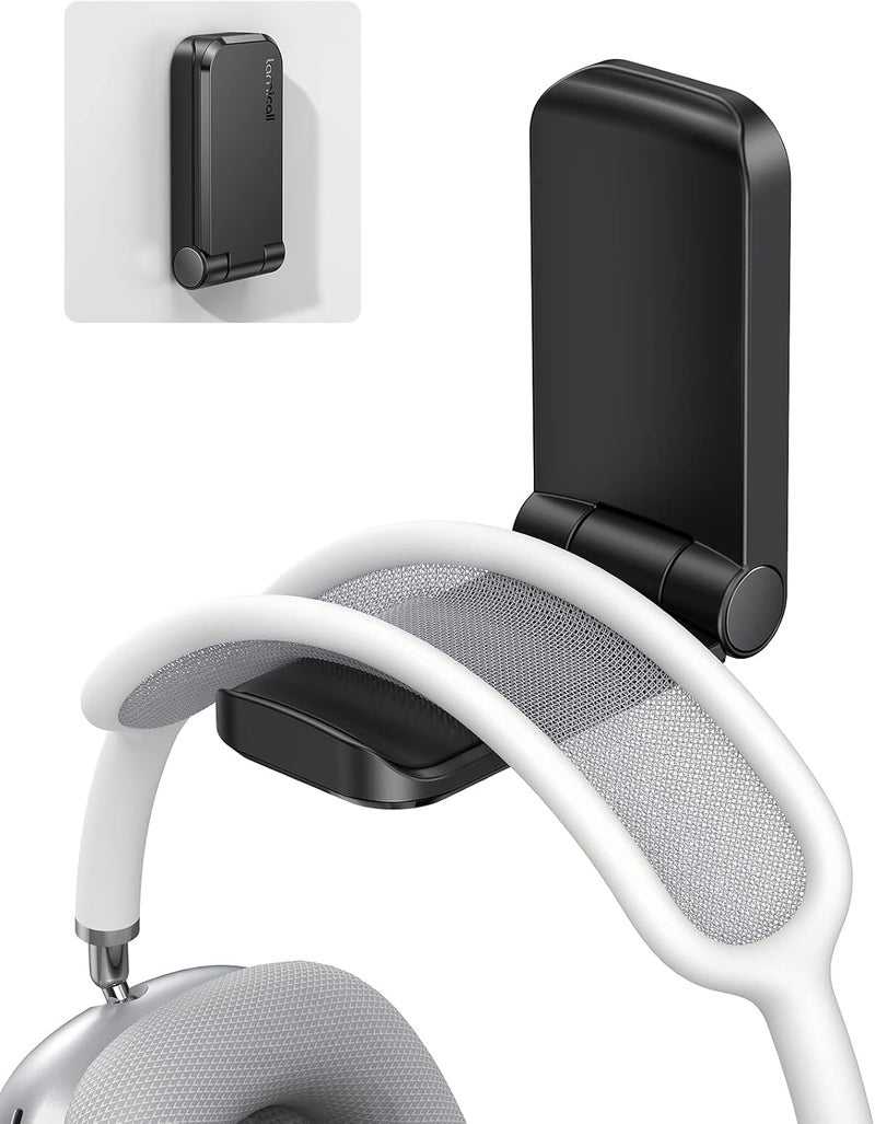 Lamicall Headphone Stand, Sticky Headset Hanger - Adhesive Headphone Holder Hook Mount, Headset Stand Holder Clip Under Desk, Earphone Clamp for Airpods Max, HyperX, Sennheiser, Black - Image 1