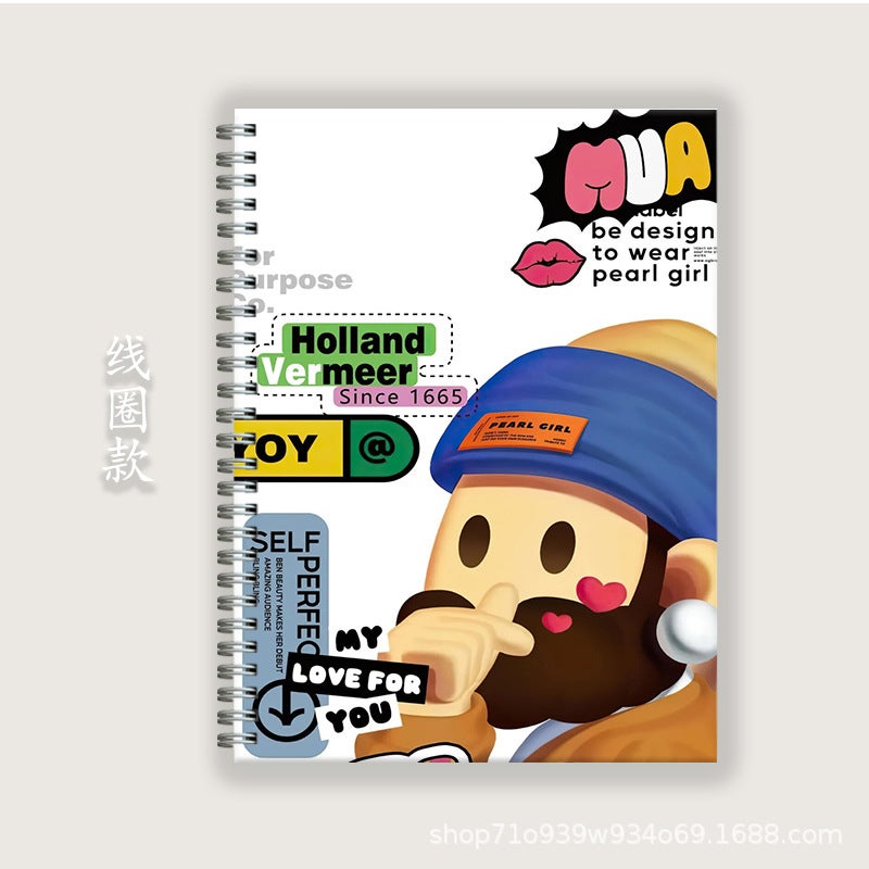 Cartoon Funny 2A5B5A4 Notepad Hard Shell Coil Notebook Homework Book Horizontal Line English Book Two-Dimensional Learning - Image 1