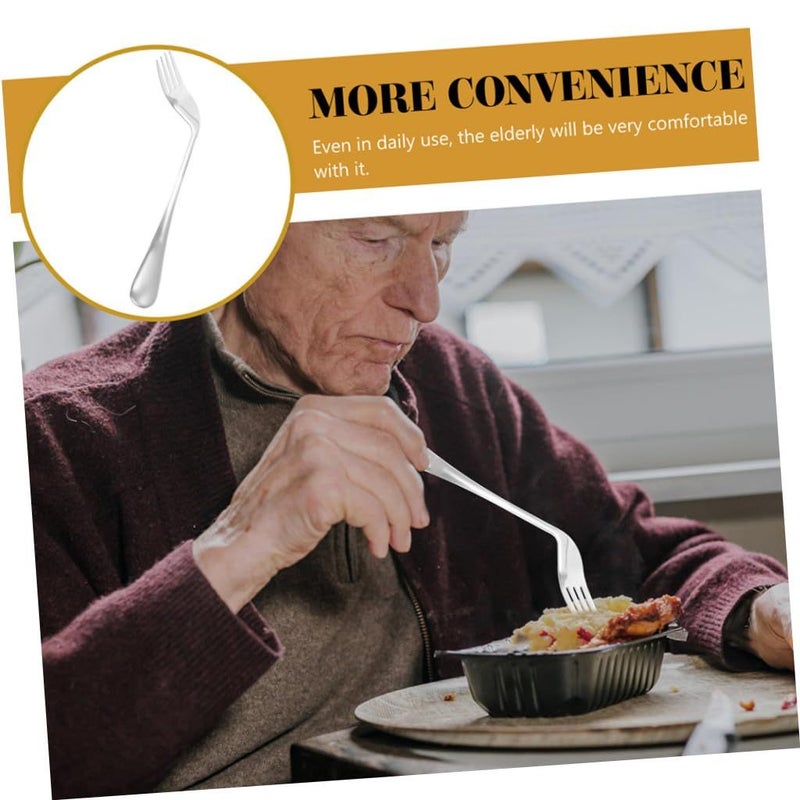 Stainless Steel Angled Feeding Forks 2pcs Self-Feeding Utensils for Elderly Adaptive Assist - Image 4