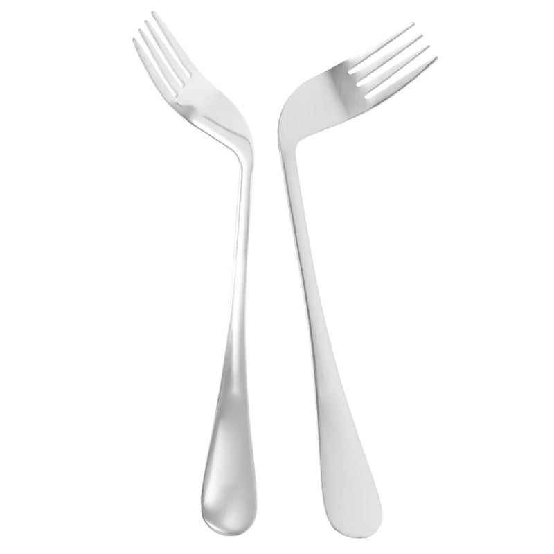 Stainless Steel Angled Feeding Forks 2pcs Self-Feeding Utensils for Elderly Adaptive Assist - Image 2