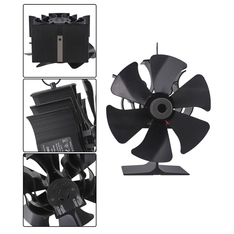 Aluminum Heat Powered Stove Fan 6 Blade Silent Eco Friendly Air Circulator - Image 4