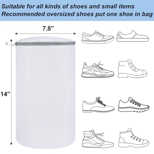 Vivifying Shoe Washing Machine Bag, 2 Pack Honeycomb Mesh Laundry Bag with Zipper for Sneakers, Running Shoes, Sock, Bras, Delicates and Toys - Image 2