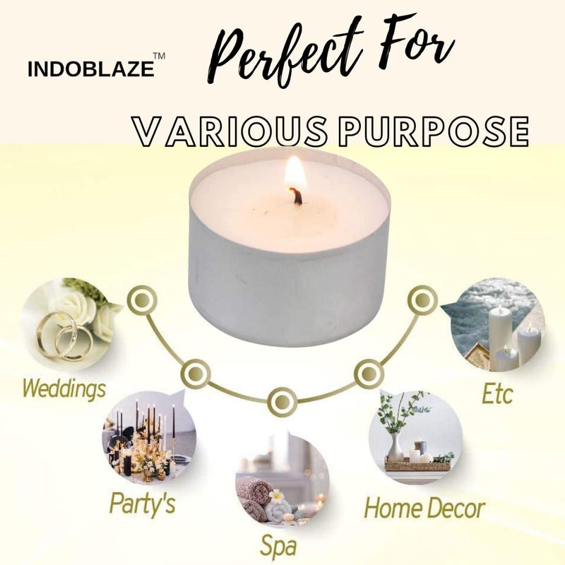 Indoblaze Long Burning Tea Light Candles | Tealights Candles Set Of 54 | Big- 22Gm Each | Burning Time- 5-6 Hours Appx | Unscented | Pack Of 54, Others - Image 5