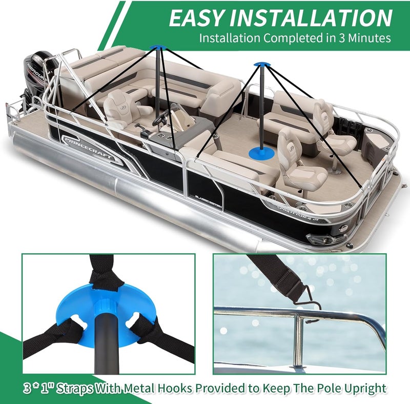 Nukugula Windproof Boat Cover Support Pole System - 2 Pcs with 8 Adjustable Heights (18"-57") and Storage Bag - Image 3