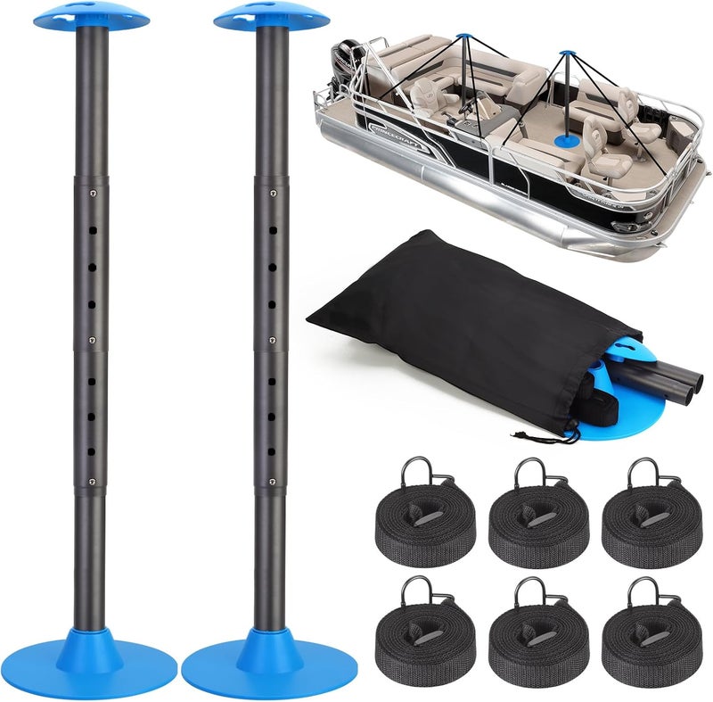 Nukugula Windproof Boat Cover Support Pole System - 2 Pcs with 8 Adjustable Heights (18"-57") and Storage Bag - Image 1