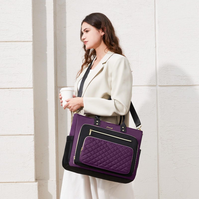 LOVEVOOK Teacher Tote Bag for Women Work, Nurse Bags With Large Cup Holder Laptop Bag With Laptop Compartment, Professional Computer Briefcase Business Purses, Diaper Bag Mother Gift, 15.6 Inch - Image 3