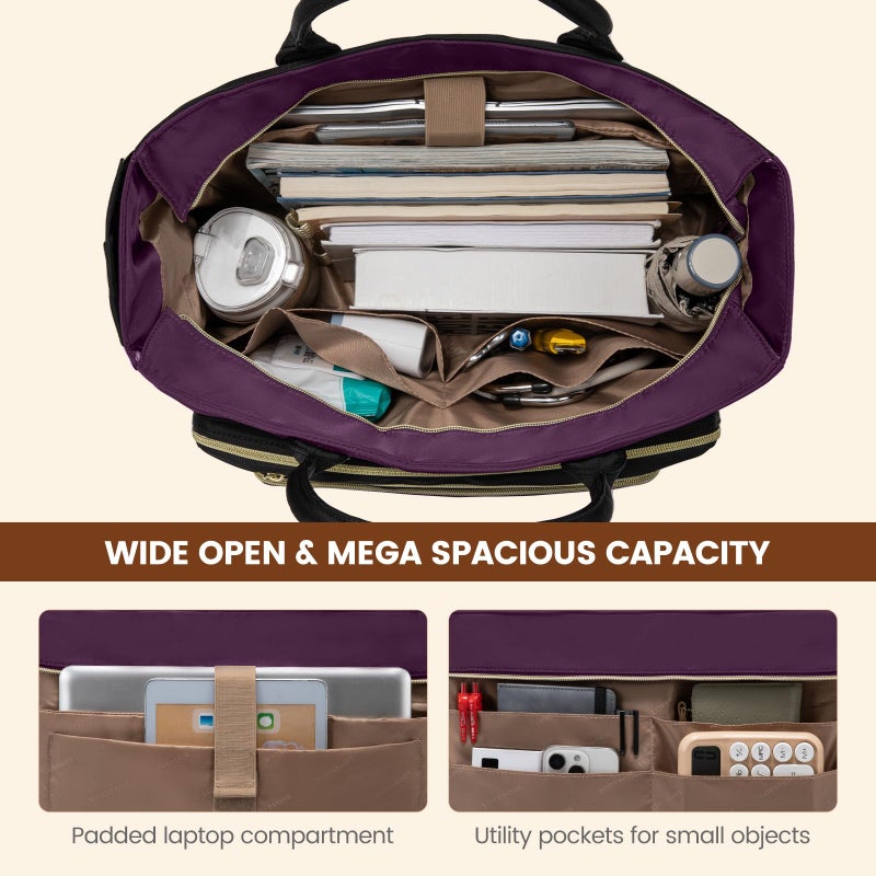 LOVEVOOK Teacher Tote Bag for Women Work, Nurse Bags With Large Cup Holder Laptop Bag With Laptop Compartment, Professional Computer Briefcase Business Purses, Diaper Bag Mother Gift, 15.6 Inch - Image 5