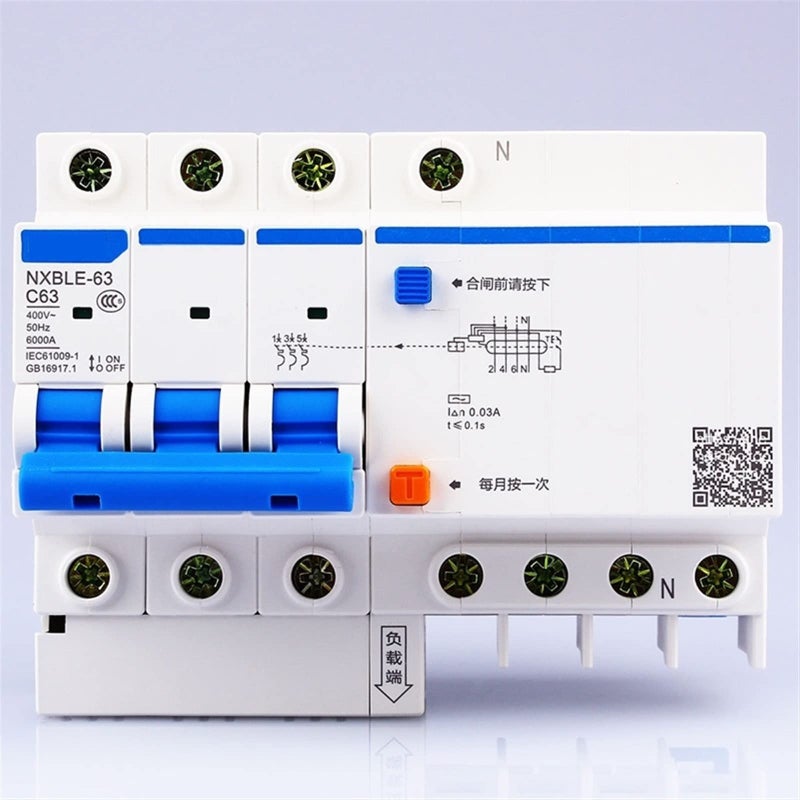 NXBLE 63 3P Plus N 63A Electromagnetic Release Type C Overload Circuit Breaker - Image 2