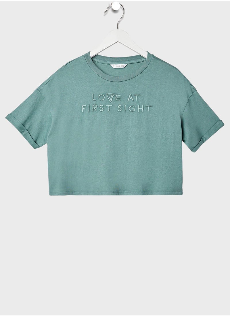 MANGO Youth Oversized Slogan T-Shirt  - Image 1
