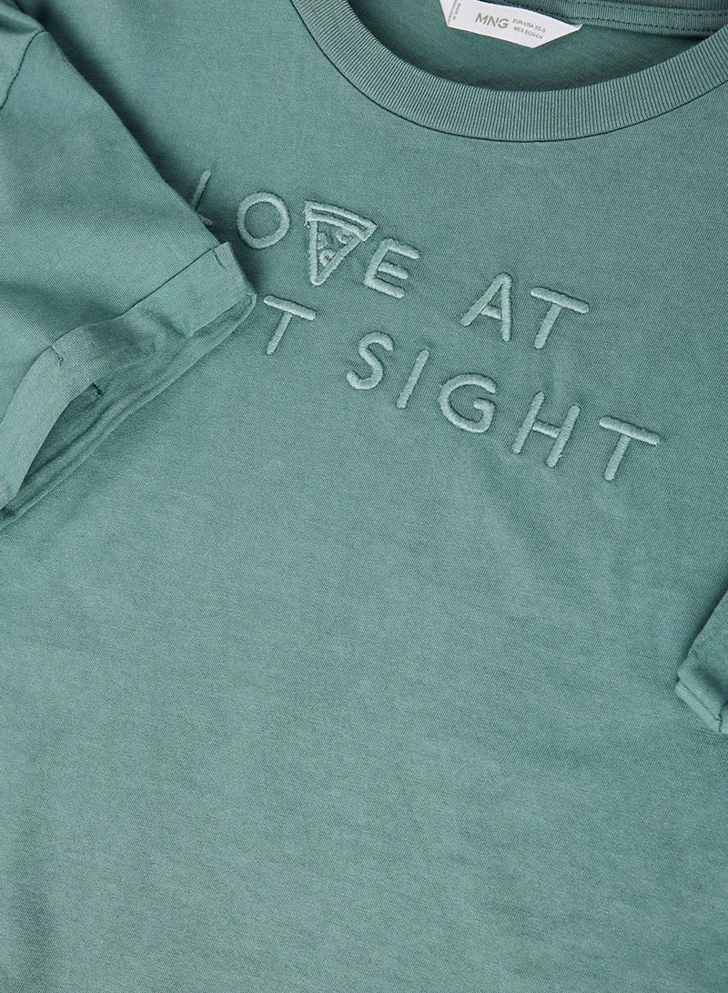 MANGO Youth Oversized Slogan T-Shirt