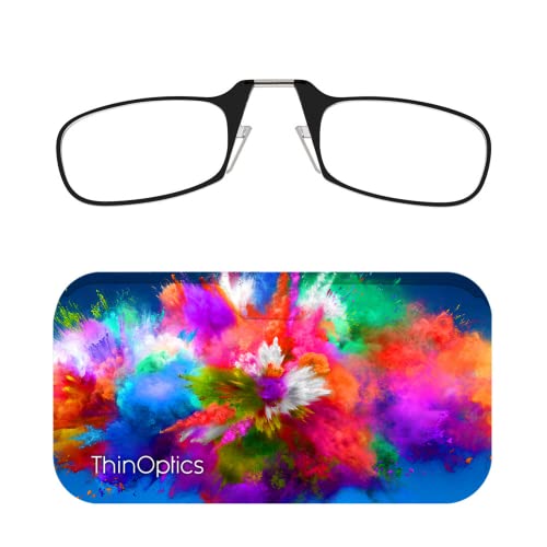 ThinOptics Universal Pod Case + Rectangular Reading Glasses, Color Explosion, 44mm + 1.5 - Image 1