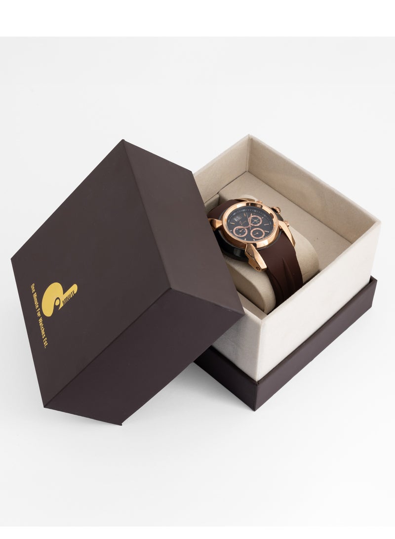 Divina Men's Watch, Chronograph, Swiss, Date Display, Waterproof, Rubber Bracelet, Brown - 461394MCR-1  - Image 2