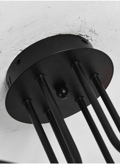 Ganeed Modern Sputnik Ceiling Light, 6 Lights Rustic Black Semi Flush Mount Chandeliers, Industrial E26 Base Ceiling Lamp Fixture for Farmhouse Living Room Dining Room  - Image 5