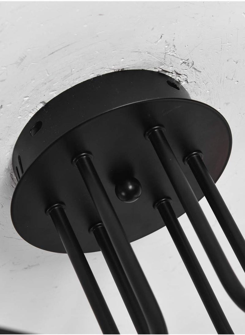 Ganeed Modern Sputnik Ceiling Light, 6 Lights Rustic Black Semi Flush Mount Chandeliers, Industrial E26 Base Ceiling Lamp Fixture for Farmhouse Living Room Dining Room  - Image 5