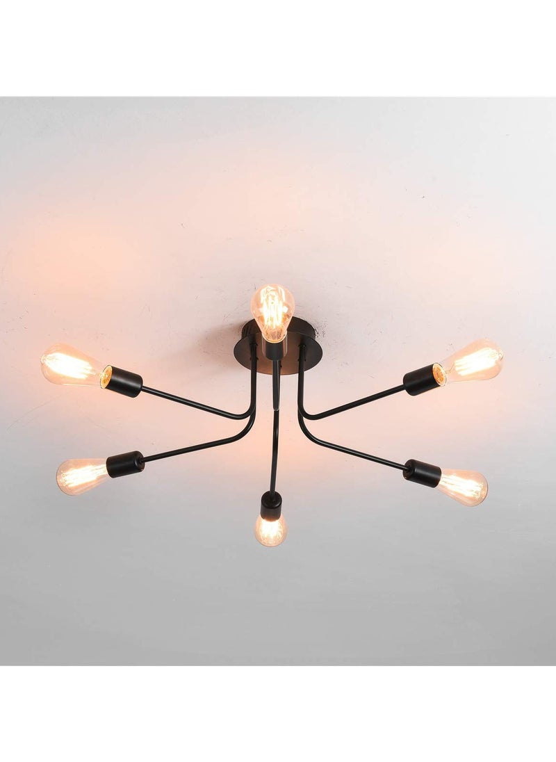 Modern Sputnik Ceiling Light, 6 Lights Rustic Black Semi Flush Mount Chandeliers, Industrial E26 Base Ceiling Lamp Fixture for Farmhouse Living Room Dining Room - pzsku/ZD7009BA00CA74B641974Z/45/_/1722506896/1f350022-a45b-426f-9857-6061422e3140