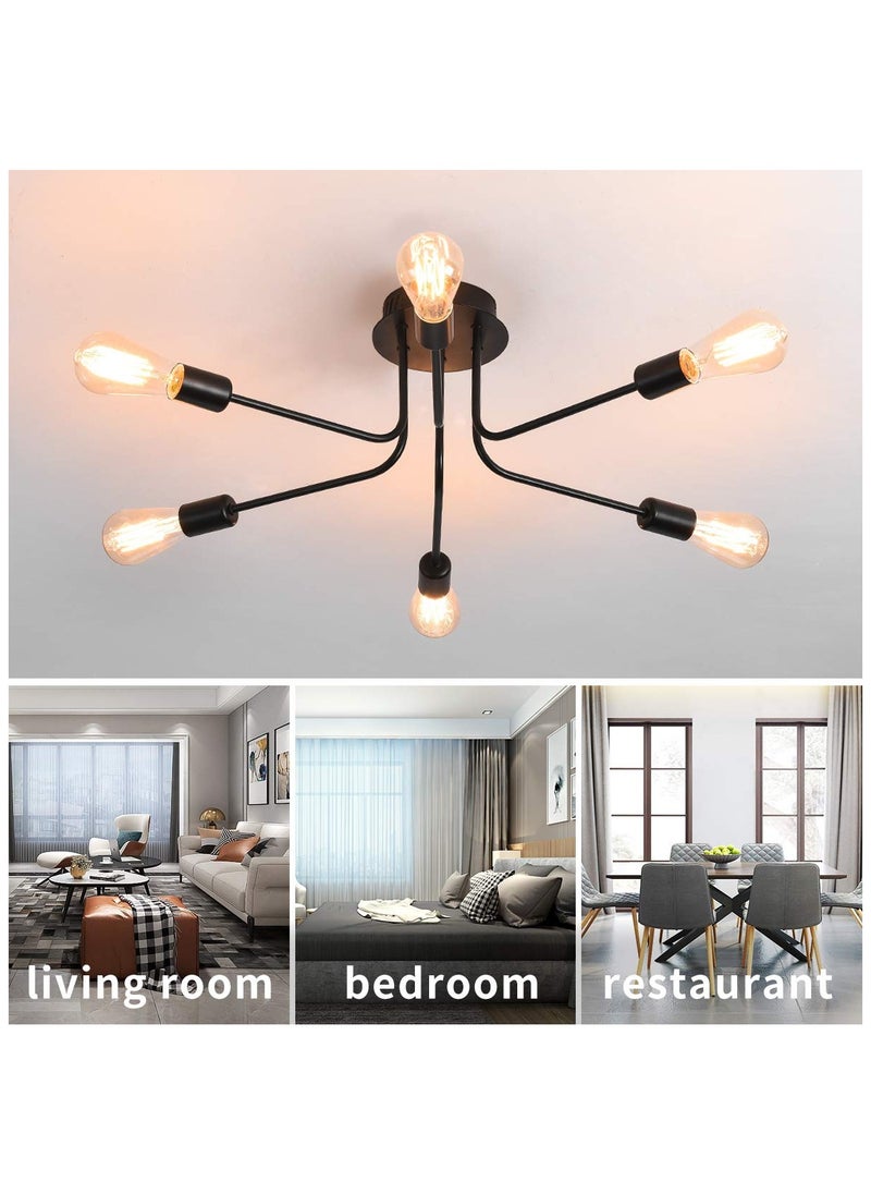 Modern Sputnik Ceiling Light, 6 Lights Rustic Black Semi Flush Mount Chandeliers, Industrial E26 Base Ceiling Lamp Fixture for Farmhouse Living Room Dining Room - pzsku/ZD7009BA00CA74B641974Z/45/_/1722506899/5eb9441a-0c22-4997-aa0e-552b5e8f43c9