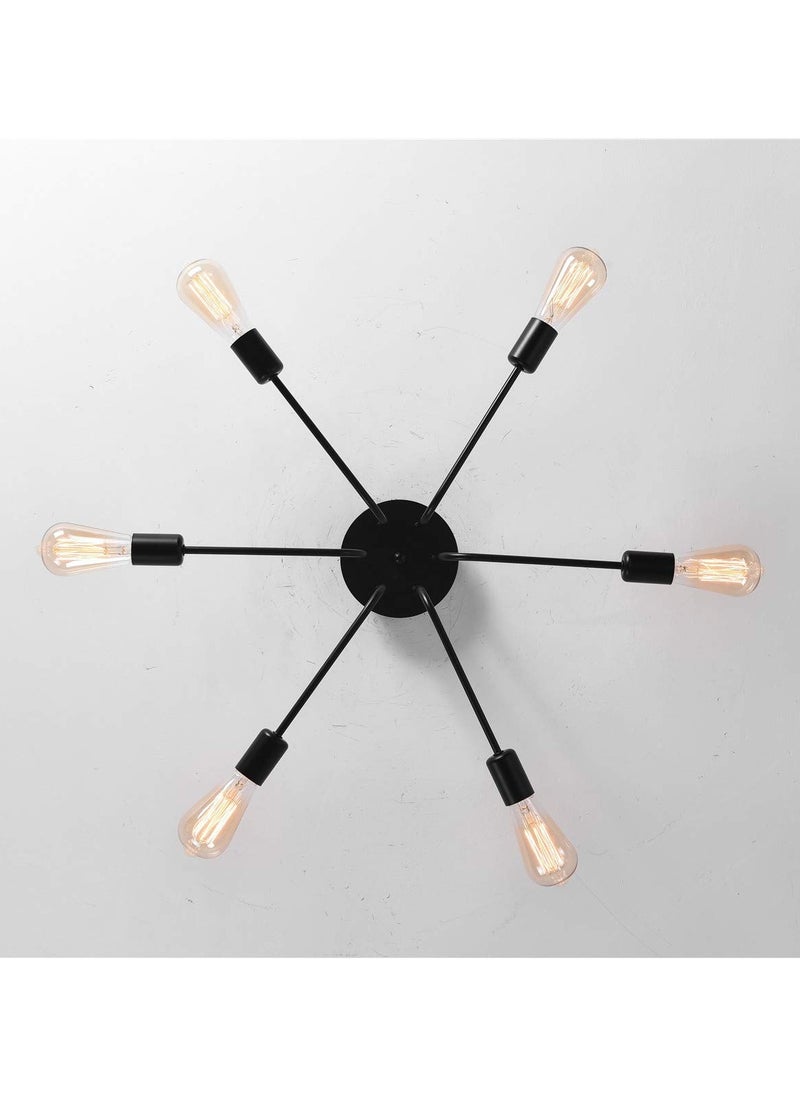 Modern Sputnik Ceiling Light, 6 Lights Rustic Black Semi Flush Mount Chandeliers, Industrial E26 Base Ceiling Lamp Fixture for Farmhouse Living Room Dining Room - pzsku/ZD7009BA00CA74B641974Z/45/_/1722506922/707b473a-44c6-4c5b-816c-b2d01653fccc