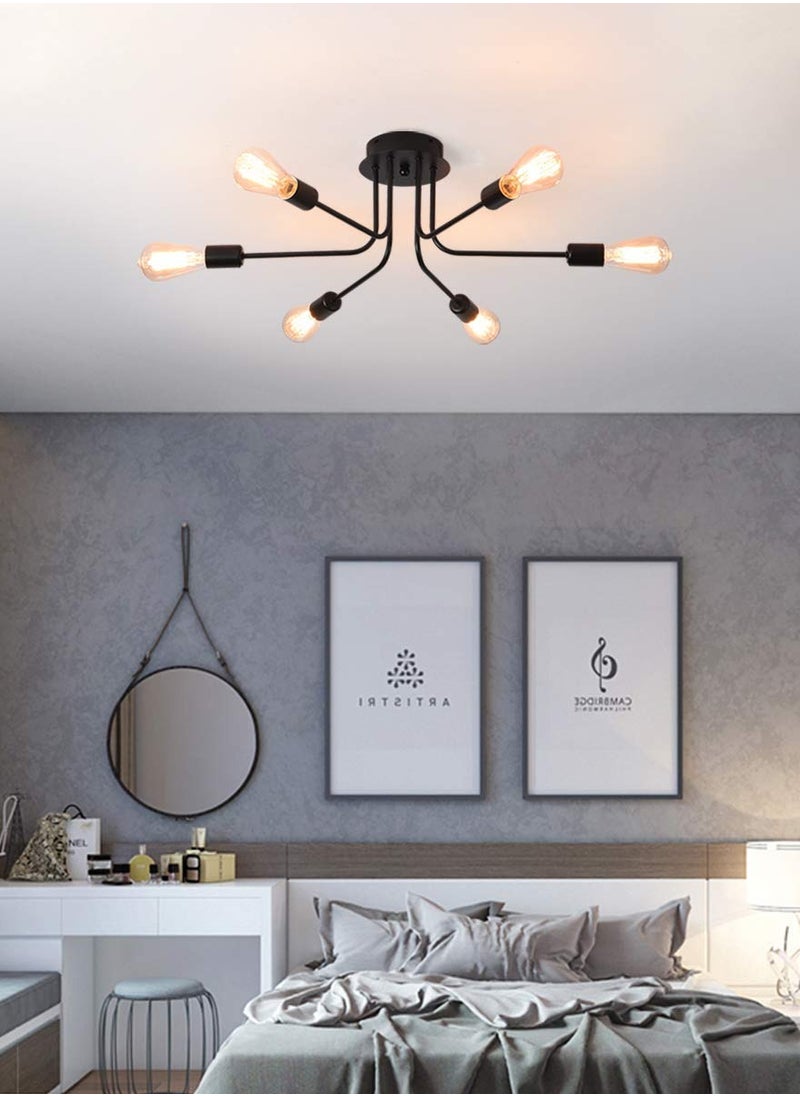 Modern Sputnik Ceiling Light, 6 Lights Rustic Black Semi Flush Mount Chandeliers, Industrial E26 Base Ceiling Lamp Fixture for Farmhouse Living Room Dining Room - pzsku/ZD7009BA00CA74B641974Z/45/_/1722506923/beb8ff95-fc7a-4f31-80f8-04dbf1f7d1ca