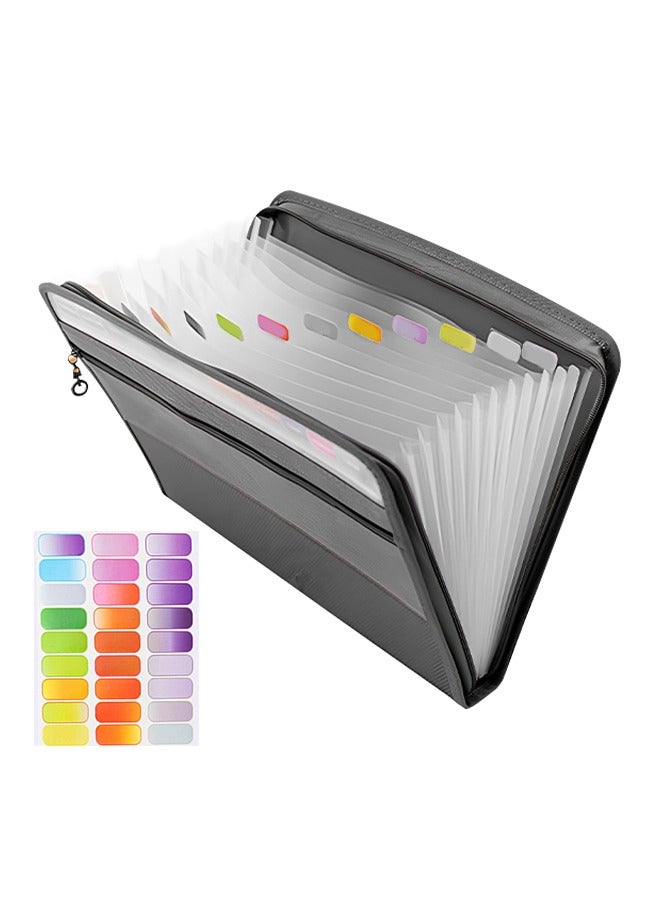 13-Layer Partition Design Large Capacity File Folder, Portable Zipper Document Folder With Color Labels, Waterproof and Wear-Resistant, Suitable for Office, Study, Home Storage, Daily Commuting - Image 1