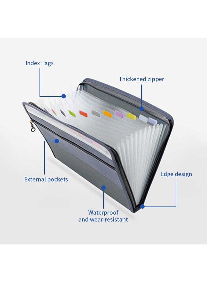 13-Layer Partition Design Large Capacity File Folder, Portable Zipper Document Folder With Color Labels, Waterproof and Wear-Resistant, Suitable for Office, Study, Home Storage, Daily Commuting - Image 4