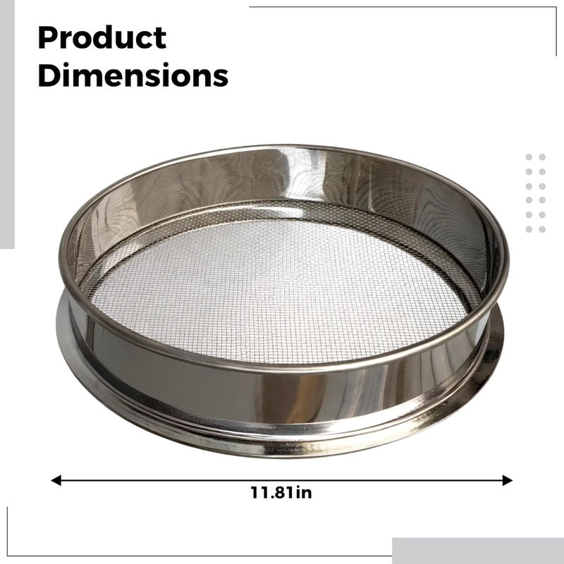 12.6 in / 32 Cm Round Stainless Steel Sieve, Versatile Sifter for Mealworms and Frass, 3.1 in / 8 Cm, High-Efficiency for Separating and Filtering - Image 3