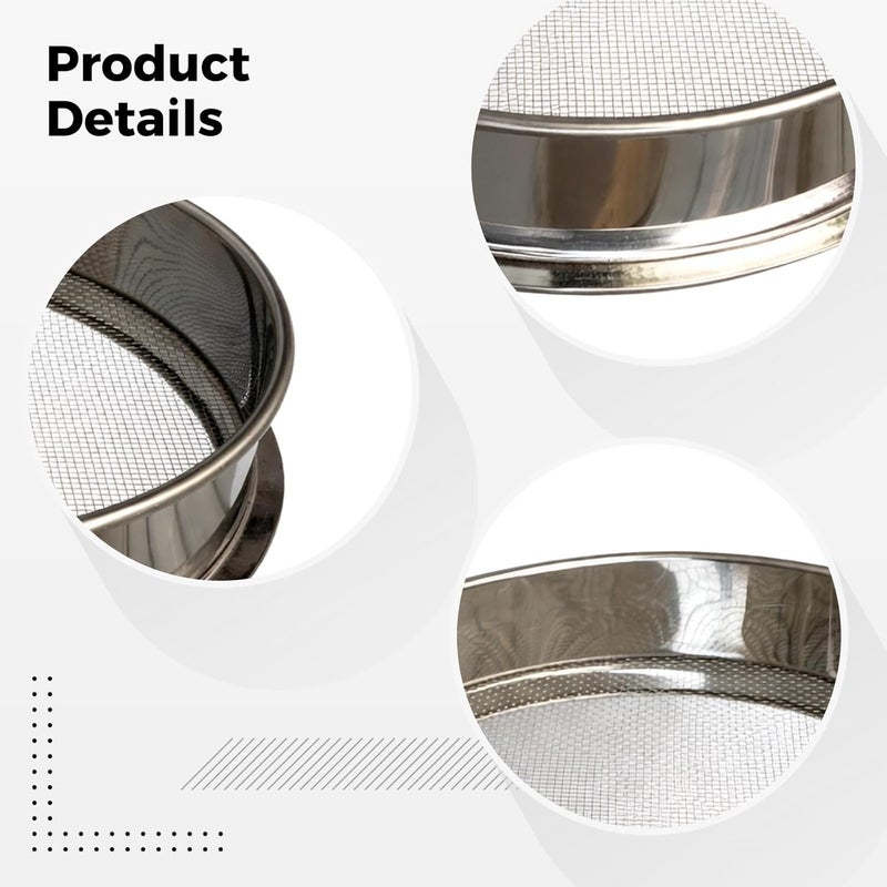12.6 in / 32 Cm Round Stainless Steel Sieve, Versatile Sifter for Mealworms and Frass, 3.1 in / 8 Cm, High-Efficiency for Separating and Filtering - Image 2