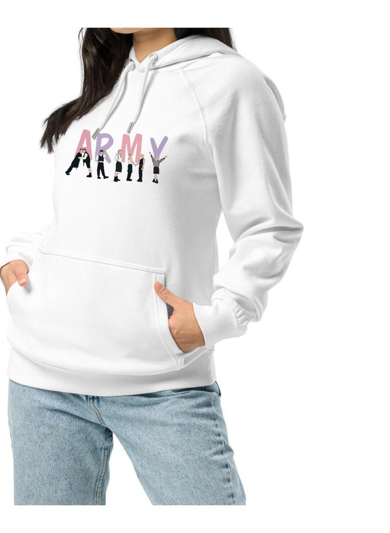 BTS Hoodie For Women With Army Letter Print – Soft Cotton Long Sleeve Pullover – Hooded Sweatshirt With Pocket – Gift For BTS Fans - Image 2