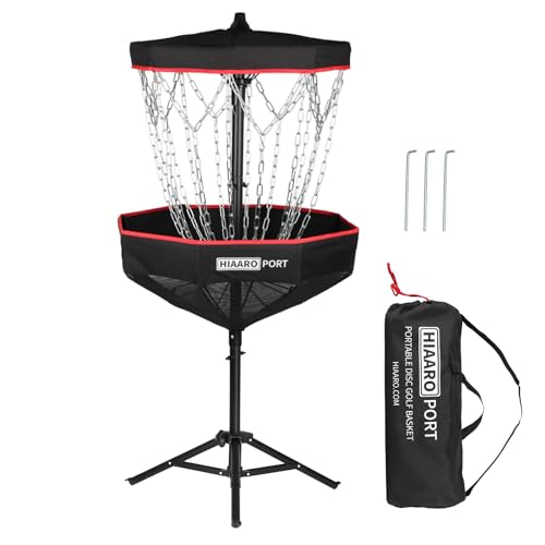 HIAARO PDGA Approved - HIAARO Portable Disc Golf Basket with 16 Heavy Duty Chains, Foldable Disc Golf Target with Carry Bag for Practice - Image 1
