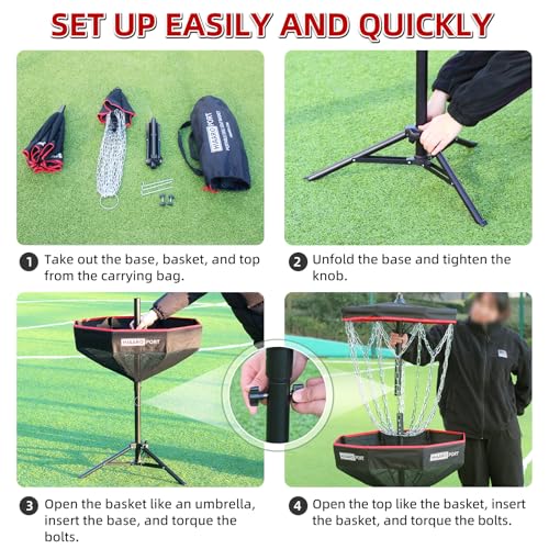 HIAARO PDGA Approved - HIAARO Portable Disc Golf Basket with 16 Heavy Duty Chains, Foldable Disc Golf Target with Carry Bag for Practice - Image 5