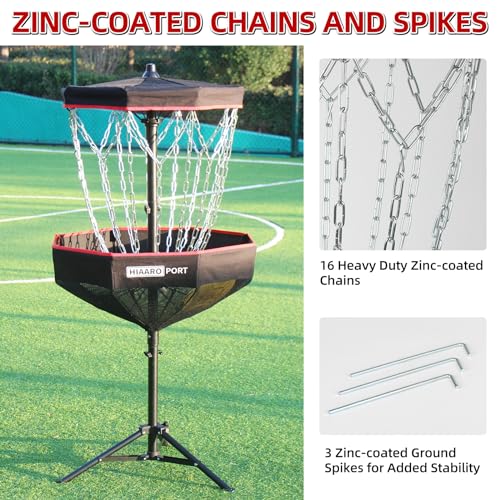 HIAARO PDGA Approved - HIAARO Portable Disc Golf Basket with 16 Heavy Duty Chains, Foldable Disc Golf Target with Carry Bag for Practice - Image 3