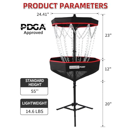 HIAARO PDGA Approved - HIAARO Portable Disc Golf Basket with 16 Heavy Duty Chains, Foldable Disc Golf Target with Carry Bag for Practice - Image 2
