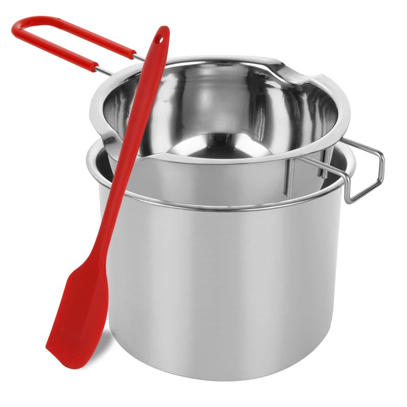 ZOFUN 3 Pcs 600 ML21 Oz Double Boiler 304 Staninless Steel Double Boiler Pot with 16cm Heating Pot  Silicone Scraper Melting Pot Kit for Chocolate Cheese Candy Butter Candle Soap Melting