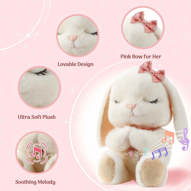 Baptism Gift Set for Baby Girls with Musical Praying Bunny Plush Toy & Everybunnies' Blessing Book - Image 2