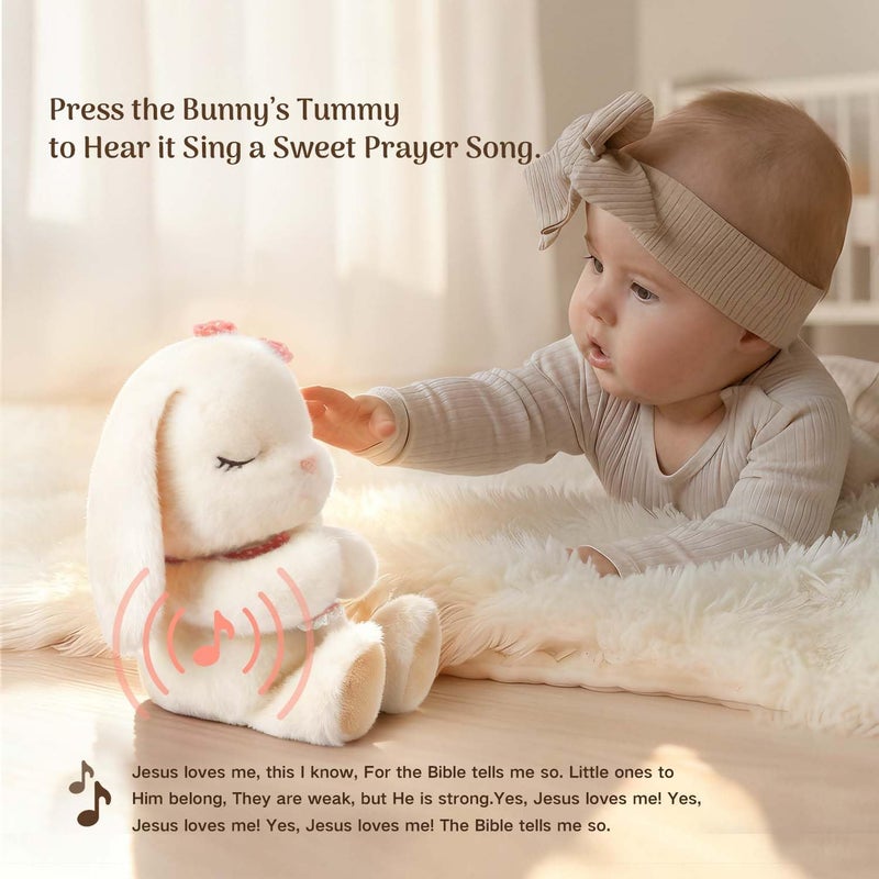 Baptism Gift Set for Baby Girls with Musical Praying Bunny Plush Toy & Everybunnies' Blessing Book - Image 3