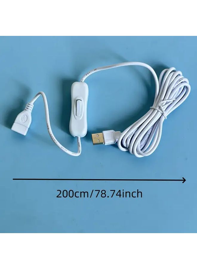 كابل تمديد USB أسود 2 متر مع مفتاح تشغيل وإيقاف من ذكر إلى أنثى 2 قطعة - Image 2