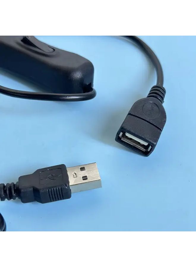 كابل تمديد USB أسود 2 متر مع مفتاح تشغيل وإيقاف من ذكر إلى أنثى 2 قطعة - Image 5