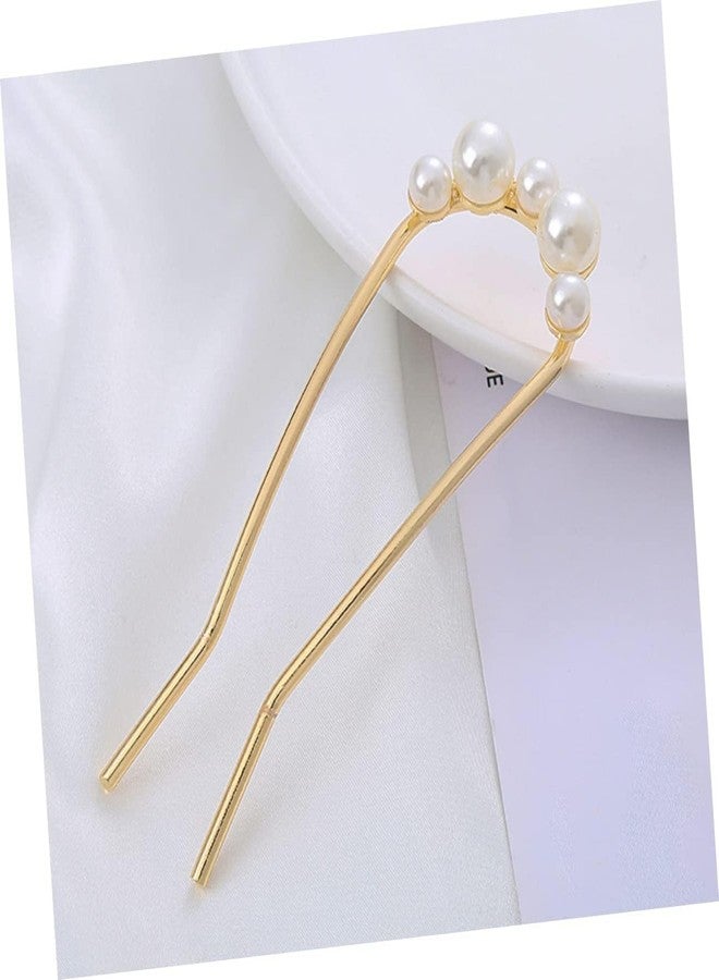 BAKEFY 2PCS French Hair Pin with Pearl, Metal Twist Hair Pins for Women Thick Fine Hair, Large French Clip Twist U Shaped Pin for Girls, Gold and Silver - Image 5