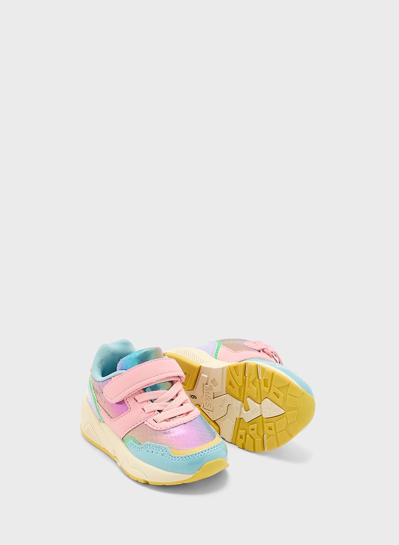 Marks & Spencer Kids' FreshfeetÃ¢â€žÂ¢ Rainbow Riptape Trainers (4 Sma  - Image 3