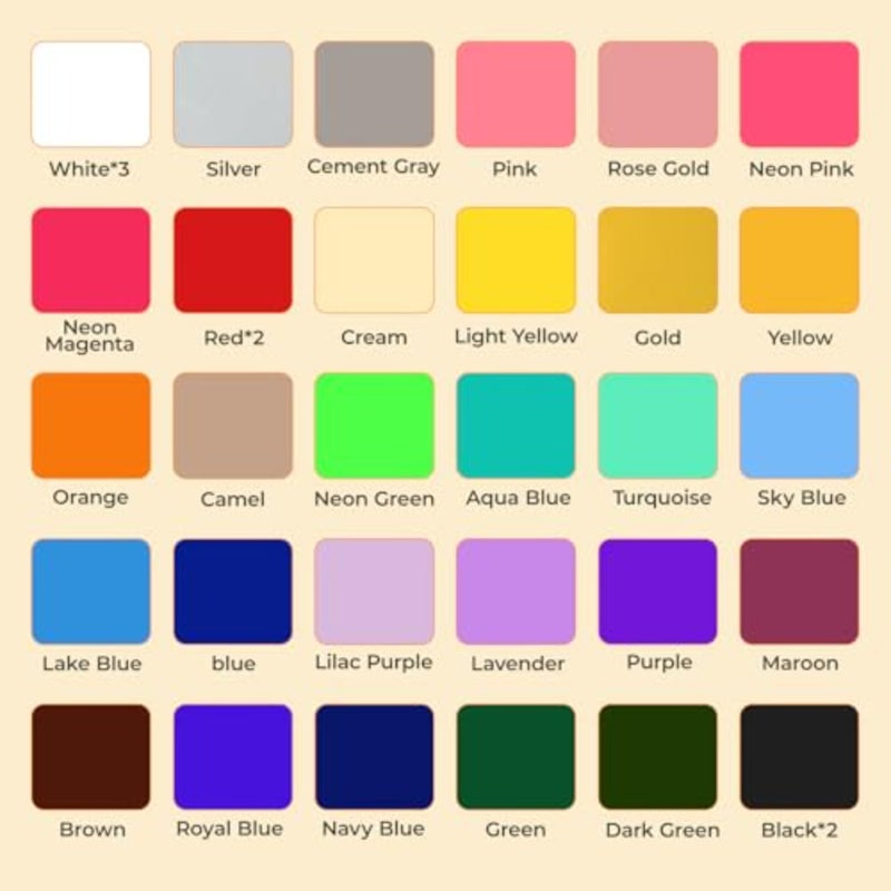 HTVRONT HTV Heat Transfer Vinyl, 35 Pack, 12" x 10", 30 Assorted Colors Classic Color Iron-On Vinyl for T-Shirts, Premium Quality, Compatible with Cricut Machine, Compatible with Silhouette Cameo - Image 4