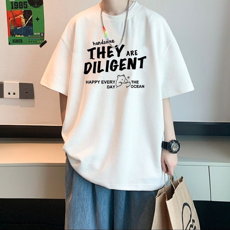 Plus Size Plus Size Half-Sleeved Loose Fat Men'S T-Shirt Korean Style Men'S Short-Sleeved Trendyy T-Shirt Ins - Image 1