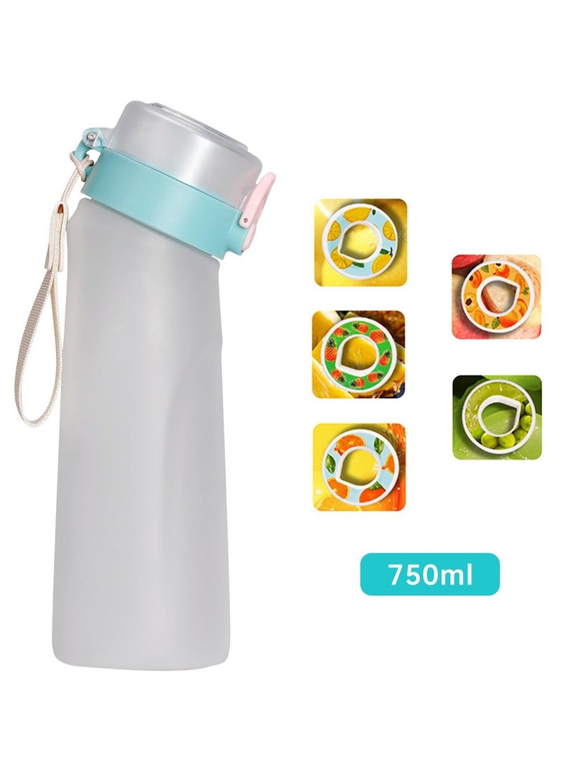 Generic - A1r Up Bottle with 5 Pieces Flavoured Pods, 750ml Air Water Bottle, Scent Up Water Cup Suitable for Outdoor/Sports/Fitness/Fashion (White) - Image 1