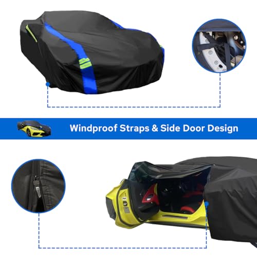 Avecrew for Chevrolet Corvette C8 Car Cover Waterproof All Weather for Automobiles, Outdoor Full Exterior Covers Fit 2020-2024 Corvette C8 with Windproof Strap and Driver Door Zipper - Image 3